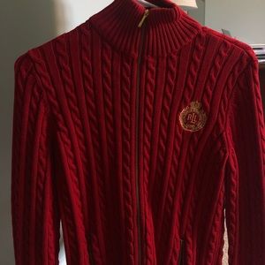 mock neck red polo ralph lauren knit sweater